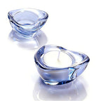 Blue Tealight Candle Holders - Set of 12, Heart-Shaped Chunky Glass Candle Holder, 2.9" Diameter - CH02 - Water Blue - color: Water Blue