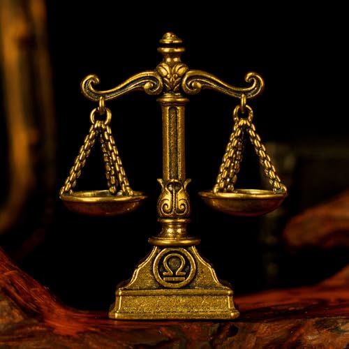Libra – Libra Scales Zodiac Brass Sculpture – 100% Solid Handcrafted Retro Figurine, Unique Home & Office Decor, Ideal Astrology Gift - style: Libra