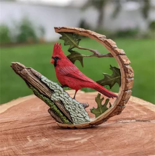Cardinal Wood Carving - Handmade 'Cardinals Appear When Angels are Near', Unique Original Art Carving Work Statue Decor Small Animal Sculpture Art Wood Miniature