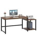 FOLUBAN Large Computer Desk, 63 Inch Home Office Desk with PC Tower Stand & Printer Space, Study Writing Gaming Table Workstation for Bedroom Living Room, Walnut - color: Walnut
