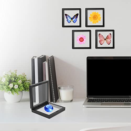 Linkstyle 10PCS 3D Floating Frame Display Stand, Challenge Coins Display Holder Case, Jewelry Specimen Medallions Storage Box Suspension Frame - size: 3.5×3.5in, 2.7×2.7in