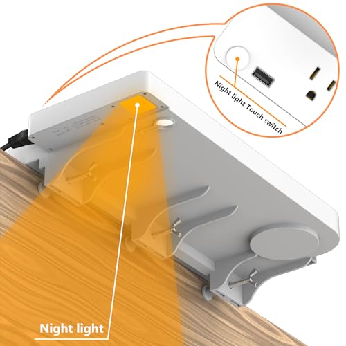 Hiree Bedside Shelf for Dorm Bunk Bed with USB Charging Port and 2 AC Outlets, Bedside Caddy, Bunk Bed Extender, Attachable Bedside Table, College Dorm Essential Clip On Bedside Tray, Plus Size, White - color: White
