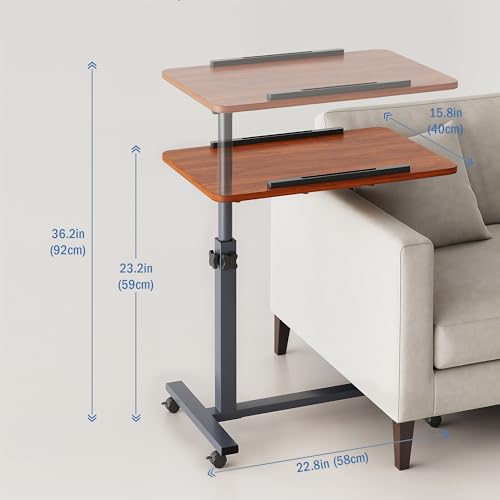 Furist Overbed Bedside Table with Wheels, Medical Hospital Bed Table, Bed Table with Wheels, Rolling Tray for Hospital and Home Use