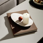BUICCE Unique Decorative Tray, 12x6.7 Inch Natural Travertine Tray for Jewelry, Rings, Candle Holder, Bathroom Vanity & Tabletop Decor