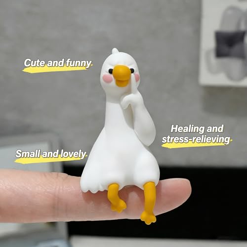 Cute White Duck Decor Figurines - 4PCS Mini Resin Duck Statues for Computer Monitor, Desk, Car Dashboard, Bookshelf - Funny Animal Ornaments for Home Office Decor, Unique Gifts for Women, Kids - color: Yy