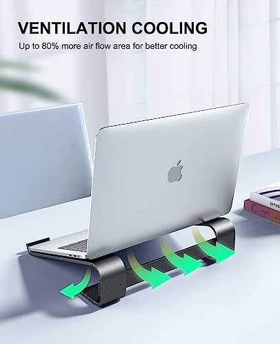 Soqool Laptop Stand for Desk, Ergonomic Detachable Laptop Riser, Aluminum MacBook Stand, Compatible with 12-17'' All Laptops Such as MacBook Pro/HP/Dell/Lenovo, Black - color: Black