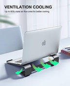 Soqool Laptop Stand for Desk, Ergonomic Detachable Laptop Riser, Aluminum MacBook Stand, Compatible with 12-17'' All Laptops Such as MacBook Pro/HP/Dell/Lenovo, Black - color: Black