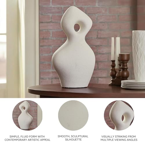 Signature Design by Ashley Arthrow Modern 14 in. Ceramic Abstract Sculpture, White - size: 8.13" W x 5" D x 14.75" H