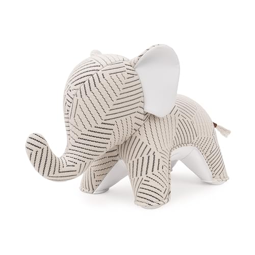 Zuny Artist Edition Elephant Abby Bookend, K Razzle Dazzle Design, Ecofriendly Handmade Leather Single Book End, Modern Scandinavian Decorative Figurine for Bookshelf Desk, White Ivory, 11.8x5.3x6.9 - color: Elephant Abby K-razzle Dazzle