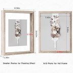 MUYE 8x10 Floating Frame Distressed Beige White Wood Pattern,Double Glass Picture Frame Set of 2 Display Any Size Photo up to 8x10,Wall Mount or Tabletop Stand - color: Beige, size: 8x10