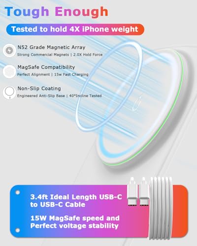 Mag.Safe Charger Stand, Magnetic Wireless Charging Station for iPhone 17/16/15/14/13/12 Series (Lunar White) - color: Lunar White
