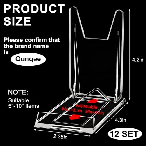 12 Packs Adjustable Purse Display Stand Clear Acrylic Handbag Stand Holder for Wallet Purses Handbag Bag Jewelry Display Organizer for Party Weddings Home Decoration Birthdays
