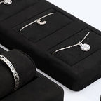 Oirlv Premium Black Microfiber Jewelry Display Tray Jewelry Display Set for Selling 3 Slots Necklace Display Stand Necklace Display Tray(TT07005) - size: 3 necklaces tray