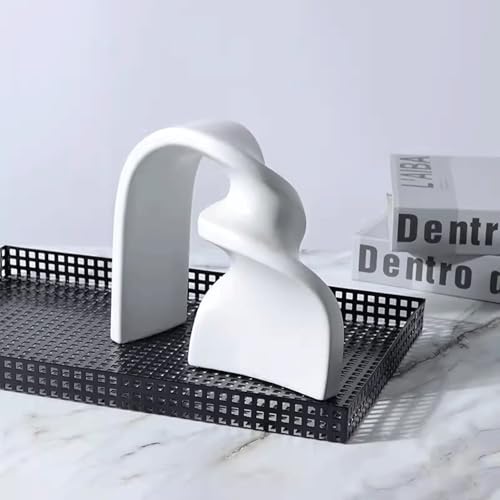 Statue Decorations Light Luxury Geometric Decorations, Ceramic Eunuch Home Furnishings, Hotel Clubhouse Desktop Decorations Home Decor Object(White)