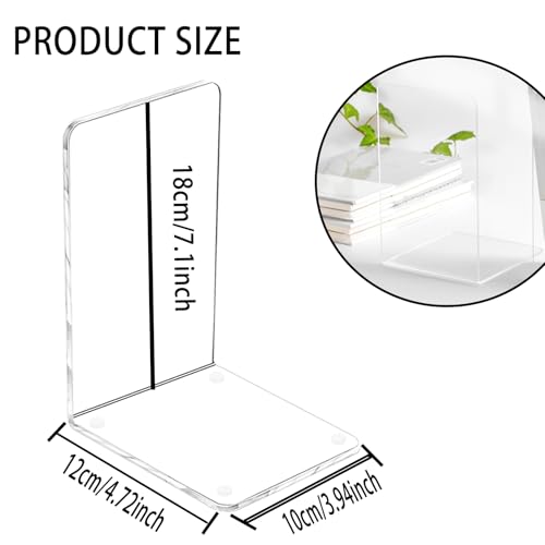 Lulonpon 16 Pieces Book Ends, Bookend, Books Ends for Shelves, Books Ends for Heavy Books, Clear Bookends, Acrylic Bookends for School, Library,Desktop Organizer and Book Shelves - color: Clear-rightangle