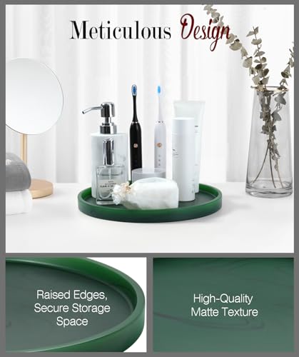Shinowa Vanity Tray, Resin Bathroom Decorative Tray Catchall Organizer Jewelry Dish Tray for Bathroom Bedroom Counter-top Vanity Organization Vanity Table Jewelry Organizer, Matte Ink Green - color: Matte Ink Green