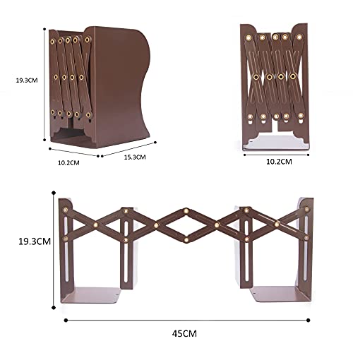 Aobopar Book Ends, Bookends for Shelves, Book Organizer for Desk, Metal Bookends for Heavy Books, Book Holders for Shelves, Suitable for Office, Home and School Use (Brown) - color: Brown