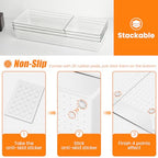Criusia 18 Pcs Large Size Clear Drawer Organizer Set, Acrylic Non Slip Non Cracking Kitchen Drawer Storage Tray Divider, Multifunctional Storage for Cosmetics, Bathroom, Tools, Kitchen and Office - size: 18 Pack