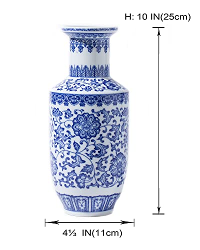 Blue and White Vase, Blue Vase, Chinoiserie Vase, Ginger Jar Vase for Home Decor, Porcelain Decor,10" H - size: BlueA 10"H