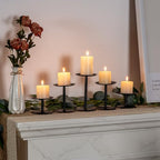 Homemory Christmas Fall Candle Holders for Pillar Candles Set of 5 (5, Black) - color: Black