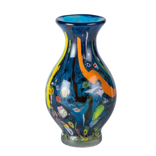 KAMMAK Colored Glass Vase, Beautiful Hand Blown Decorative Vase, Modern Art Vase for Flower Mantle Dining Table Centerpiece, Entryway Living Room Wedding Decoration (JG2070) - style: JG02070