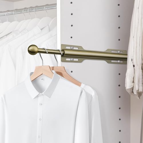 FIRJOY 12" Valet Rod for Closet Pull Out (2 Pack, Antique Brass) - color: Antique Brass, size: 2 Pack