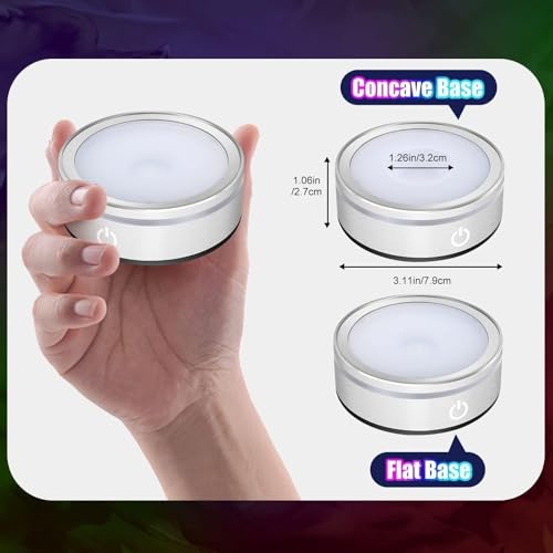 EEEKit 2 Pack 6 Colors LED Light Base, 3-inch Non-Slip Round Stand Display Plate Flat & Spherical Recess Show Crystal Ball Stand for 3D Crystal Glass Art - color: Round