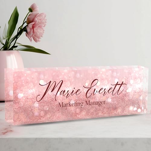 Desk Name Plate Personalized, Custom Name Plate for Office Desk Decor for Women & Men, Custom Office Gifts Employee Appreciation Gifts for Boss, Manager, Nurse, Lawyer, Teacher - color: Crystal 1