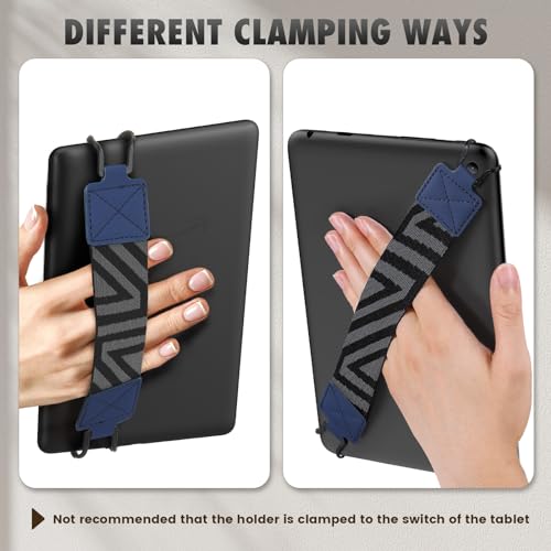 MoKo Security Hand-Strap for 9-11 Inch Tablets, iPad Pro/Air/Kindle Fire HD/Samsung - High-Elasticity Versatile Hand Strap, Lightweight Finger Grip Holder, Indigo - color: Indigo, style: Patterned Strap