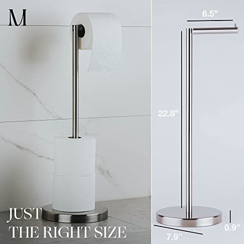 Marmolux Acc - Free Standing Toilet Paper Holder Stand Brushed Steel Finish 1pc - Storage for 4 Rolls of Toilet Tissue SUS 304 Stainless Steel Bathroom - Toilet Holder - color: Steel Brushed