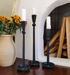 Iron Taper Candle Holder Set 3 - Decorative Candle Stand - Candlestick Holder for Wedding, Dinning, Party (Black)…
