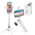 Mini Phone Tripod Stand,MQOUNY 38" Phone Tripod &Selfie Stick with Wireless Rechargeable Remote & Removable Light, Extendable Tripod Stand 360 Rotation Compatible with Phone&Android Samsung (White) - color: White