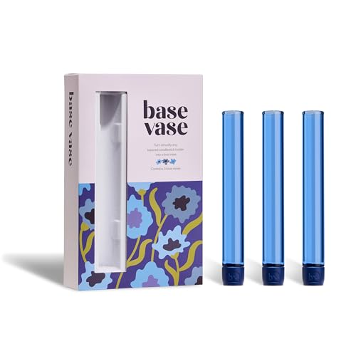 Base Vase (3-Pack) - The Bud Vase that Fits in Taper Candle Holders | Create Floral Arrangements for Tablescapes, Centerpieces, Weddings and Home Decor (Blue) - color: Blue
