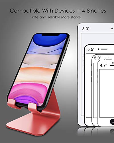 CreaDream Cell Phone Stand, Cradle, Holder,Aluminum Desktop Stand Compatible with Switch, All Smart Phone, iPhone 11 Pro Xs Max Xr X Se 8 7 6 6s Plus SE 5 5s (Red) - color: Red