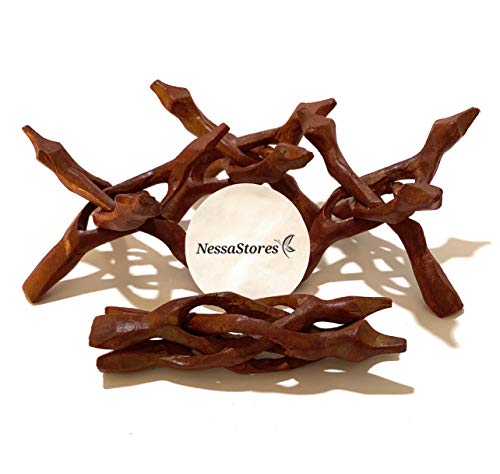 Pack of 2 Stands | 4" and 6" Wooden Tripod Stand - Hand Carved Room Decor Holder, Ideal Crystal Ball Stand, Rock Stand, Vase Holder Stand for Abalone Shell, Decorative Bowl, Sphere, or Geode JC-046-B - size: Pack of 2 Stands | 4" and 6"