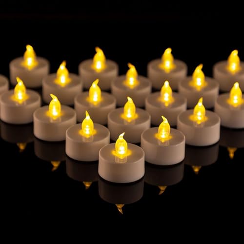 Hanzim LED Tea Lights Candles- 12PACK Warm Yellow Flameless Candles Realistic and Bright Flickering Long Lasting 200Hours for Holiday Celebration,Party,Home Decoration,Battery Operated - color: warm yellow, size: 12pack