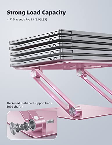 Lamicall Adjustable Laptop Stand, Portable Laptop Riser, Aluminum Laptop Stand for Desk Foldable, Ergonomic Computer Notebook Stand Holder for MacBook Air Pro, Dell XPS, HP (10-17.3'') -Pink - color: 4-Pink