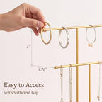 Gold Jewelry Holder Stand with Ceramic Tray: Small Hanging Necklace Organizer Tree for Earrings, Bracelets, Rings – Jewelry Display Hanger for Women & Girls, White - color: white tray gold bar