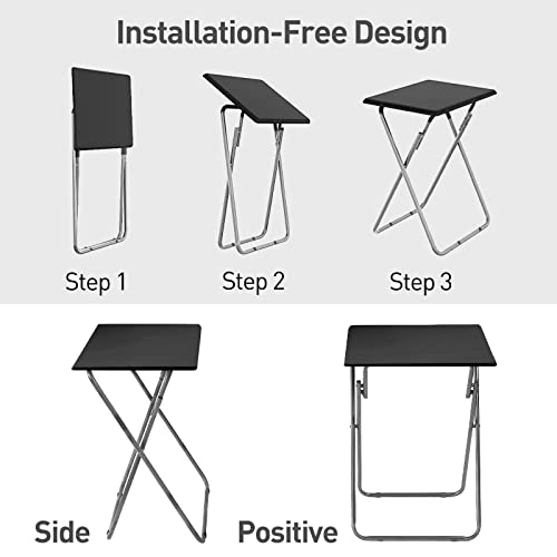 Garden 4 you Folding TV Tray Table,TV Dinner Table with Sturdy MDF Top,Eating Trays for Living Room with No Assembly Required, 15 x 18.9 x 26 in(Black,1PC) - color: Black, size: 1pc