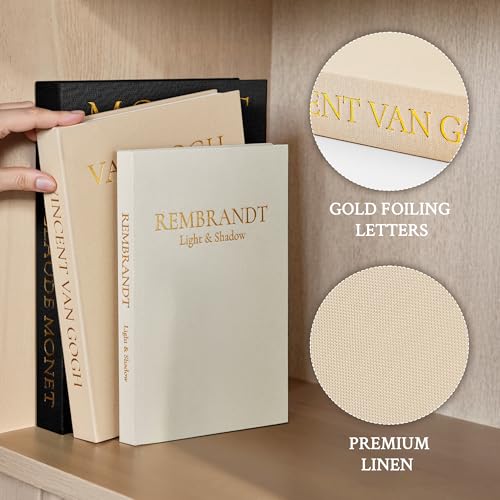 JARLINK Aesthetic Decorative Books, Set of 3 Linen Faux Books for Coffee Table, Bookshelf or Mantle Decor, Stylish Book Storage Boxes for Home Decor, Photo Organization, and Keepsake Storage, Black - color: Black-Beige-Apricot