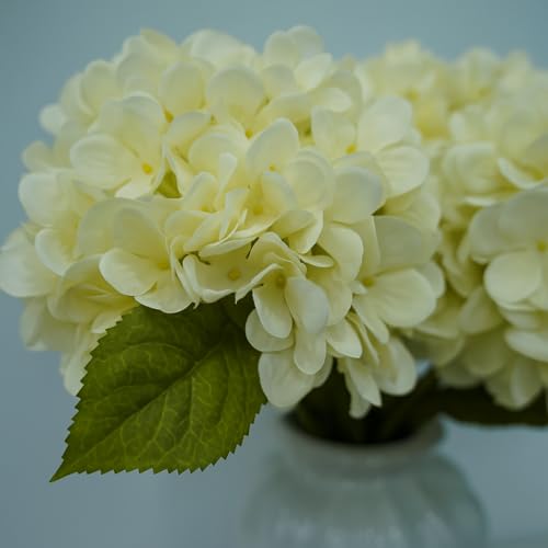 6pcs Artificial Hydrangea Flowers - Easy to Shape for Home Decor,Commercial Staging & DIY Crafts, Maintenance-Free Fake Flowers in Multiple Color Options, Flores Artificiales(White) - color: White