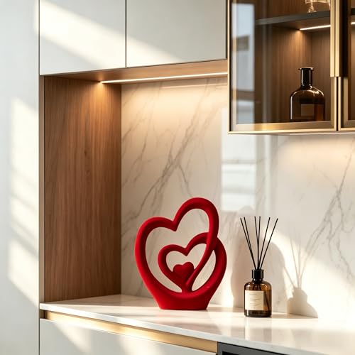 AWNR Red Heart Hands Sculpture,Small Shelf Decor,Tv Stand Decor Items for Living Room,Apartment,Office - color: Red