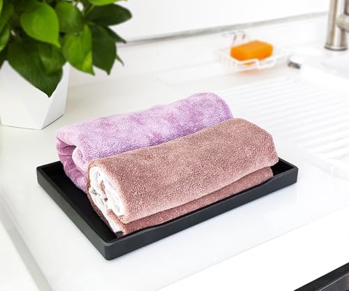 Small Black Serving Tray (9.5 x 7 inch) for Serving Accessory, Spa, Coffee, Drinks, Wine, Tea, Bar, Party, Seasoning, Perfume and Display Use. - color: Black-1 Tray, size: 9.5" x 7" x 0.8"