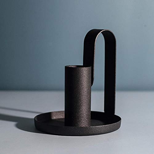 Taper Candle Holders, Candlestick Set of 2, Anti Rust Retro Iron Vintage Candelabra Stand Candlelight Dinner Party Kitchen Home Decoration - color: Black