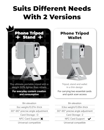 MOFT Phone Tripod Stand Selfie Stick x Tombogo for iPhone, Multi-Angles iPhone Stand, Lightweight & Portable Phone Holder, Strong Magnets, MOVAS Vegan Leather, Jet Black (Without Card Slot) - color: Tombogo x Jet Black x Without Card Slot, size: Wthout Ca