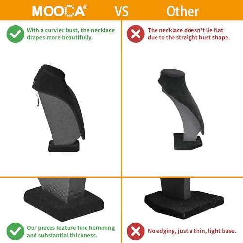 MOOCA 2 Pcs Small Necklace Chain Jewelry Bust Display Holder Stand, Necklaces Display Mannequin, Jewelry Bust Stand 7 1/4 in H, Black Velvet - color: 2) Black Velvet, 2 pieces