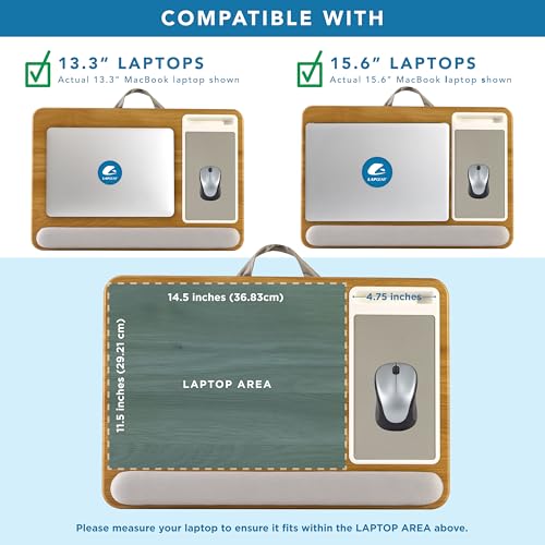 LAPGEAR Home Office Pro Lap Desk with Wrist Rest, Mouse Pad, and Phone Holder - Oak Woodgrain - Fits up to 15.6 Inch Laptops - Style No. 91599 - color: Oak Woodgrain, size: Home Office Pro W/Wrist Rest