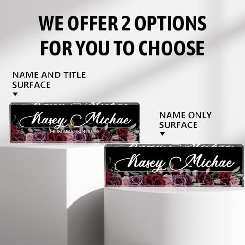 Desk Name Plate Personalized, Personalized Name Plate for Desk, Office Desk Decor The Office Gifts for Women Men, Acrylic Desk Accessories Employee Appreciation Gifts for Boss, Manager, Teacher - color: Flower 4