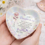 Daughter in Law Gifts Heart Shape Jewelry Dish, Jewelry Tray Gift from Mother-in-law, “The Only Thing Better… Is Watching You Become a Mother” Sentimental Motherhood Keepsake - color: Daughter In Law 128