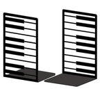 Peacoblue Metal Bookends for Shelves, Modern Decorative Heavy Duty Study Book Ends Stoppers for Office, Desk, Shelf, Room 5.3"x4.3"x7.9" Cast Iron Simple Tall Bookends 1 Pair (Piano Keys) - style: Piano Keys